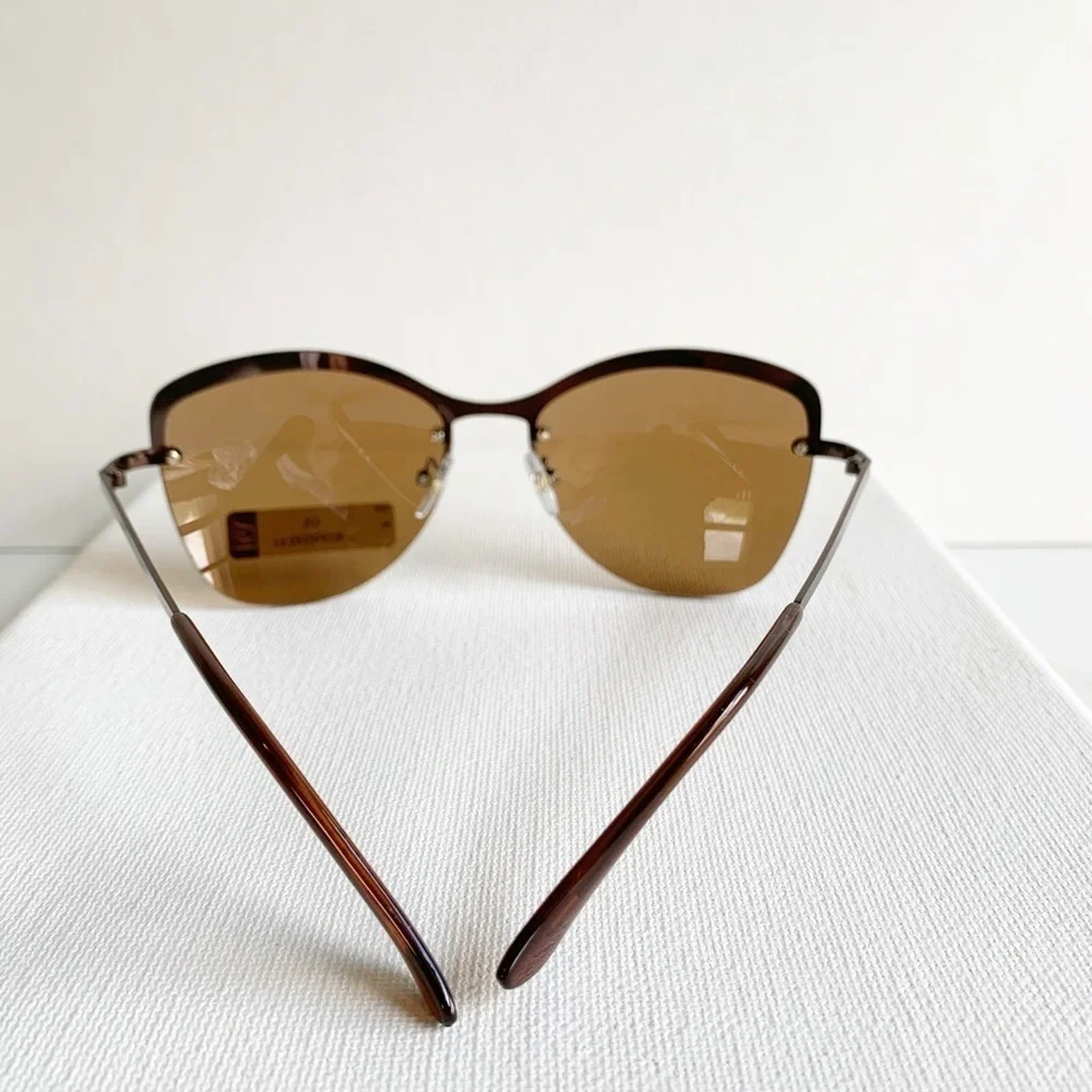 NWT semi rimless brown and tan sunglasses